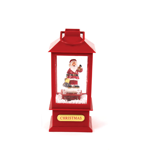 "PLASTIC SNOWY MUSIC SANTA LANTERN", 2 MINI LED ΛΑΜΠΑΚ. WW, ΜΠΑΤ. (3ΑA),IP20, 10Χ10Χ20CM X0721106B