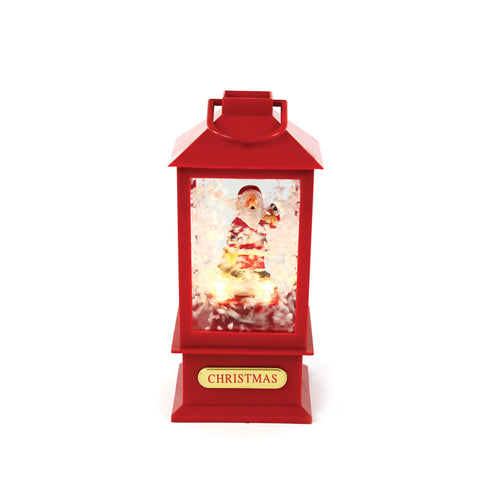 "PLASTIC SNOWY MUSIC SANTA LANTERN", 2 MINI LED ΛΑΜΠΑΚ. WW, ΜΠΑΤ. (3ΑA),IP20, 10Χ10Χ20CM X0721106B