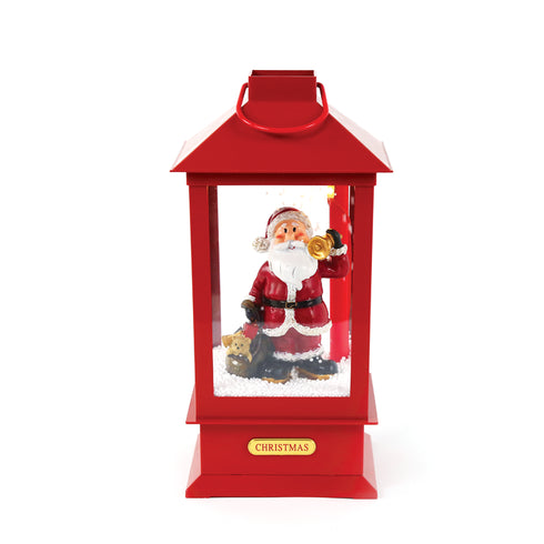 "PLASTIC SNOWY MUSIC SANTA LANTERN", 2 MINI LED ΛΑΜΠΑΚ. WW, ΜΠΑΤ. (3ΑΑ),IP20, 16X16X35CM X0731106