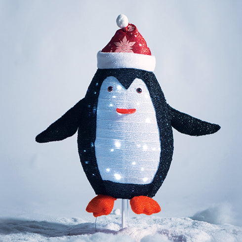 "PENGUIN DECORATION", 40 LED, ΜΕΤΑΛΛΙΚΟ+ΠΑΝΙΝΟ, ΜΠΑΤ. (3xAA), TIMER, CW,IP44, 66x32x72cm, Φ22x32cm X07402165