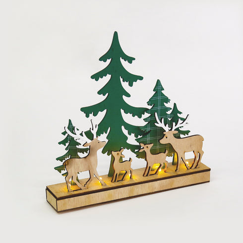 "WOODEN GREEN XMAS DECOR", 5 LED ΛΑΜΠ. ΜΠΑΤ. (2XAAA) ΣΤΑΘ. IP20 30X6X28.5CM X0751128