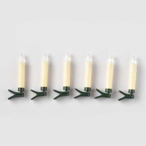 "6 WHITE MINI CLIPS CANDLES", 6*1 LED ΛΑΜΠ. ΜΠΑΤ. (6*AAA), WW,IP20, φ1.5X10.5cm X0761121