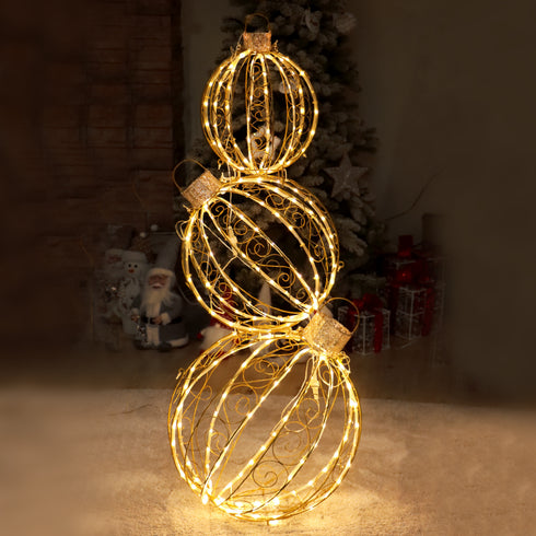SET OF 3 3D BALLS 262LED ΛΑΜΠ ΘΕΡΜΑ ΣΤΑΘ&FLASH ΧΡΥΣΟ ΚΑΛ ΧΑΛΚ ΑΝΤΑΠΤ 4,35VDC 51*51*130cm IP44 5mΚΑΛ X076414105