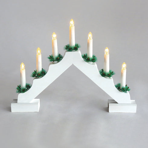 "7 WHITE WOODEN CANDLE BRIDGE", 7 LED ΛΑΜΠ. ΜΠΑΤ. (2XAA), WW,IP20, 39X4.5X30CM X0771122