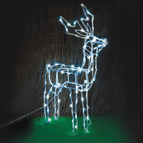"STANDING REINDEER" 100 LED ΣΧΕΔ. ΛΑΜΠ ΣΕΙΡΑ CW ΑΝΤ.31VDC & 8 ΠΡΟΓ. IP44, 66x31x80cm 5m ΛΕΥΚ ΚΑΛ X0810024241