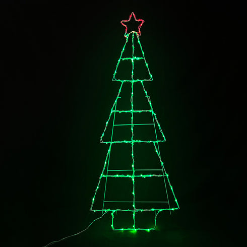 CHRISTMAS TREE 100 LED ΛΑΜΠ ΣΕΙΡΑ ΠΡΑΣΙΝΟ ΜΕ ΚΟΚΚΙΝΟ ΑΣΤΕΡΙ ΣΤΑΘΕΡΟ IP44 60*150cm 5m ΚΑΛ. X08100349