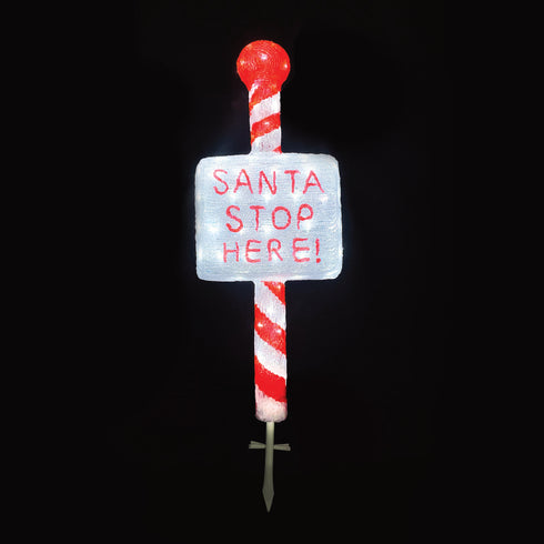 ACRYLIC SIGN SANTA STOP HERE 120 LED ΛΕΥΚΑ IP44 35*13*100cm 30cm ΚΑΛ. X0812022232