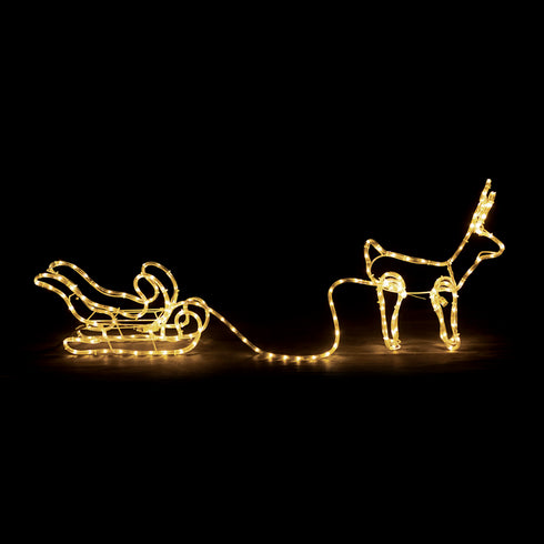 "REINDEER PULL SLEIGH" 192LED ΣΧΕΔΙΟ 8m ΜΟΝΟΚΑΝΑΛ ΦΩΤΟΣΩΛ ΘΕΡΜ ΛΕΥΚΟ IP44 145x23.5x49cm 1.5m ΚΑΛΩ X081921214
