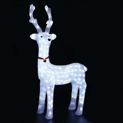 ACRYLIC STANDING REINDEER WITH RIBBON 200 LED ΛΕΥΚΑ IP44 52*36*100cm 30cm ΚΑΛ. X08200224