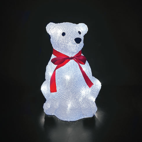 ACRYLIC SITTING BEAR 30 LED ΛΕΥΚΑ IP44 22,5*22*30cm 30cm ΚΑΛ. X08302229