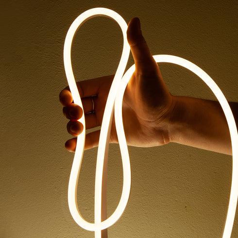 100LED/M LIGHT TUBE NEON WARM WHITE ST. SINGLE SIDE 50m IP44 1.5m CAL+3 SETS OF PLUG-INS & CAPS