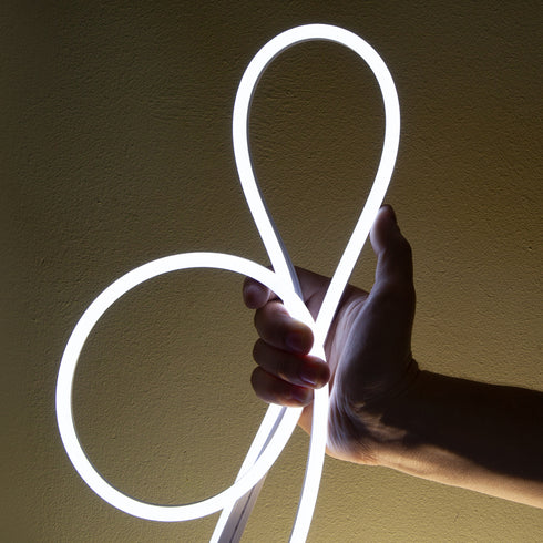 100LED/M LIGHT TUBE NEON COOL WHITE ST. SINGLE SIDE 50m IP44 1.5m CAL+3 SETS OF PLUG-INS & CAPS