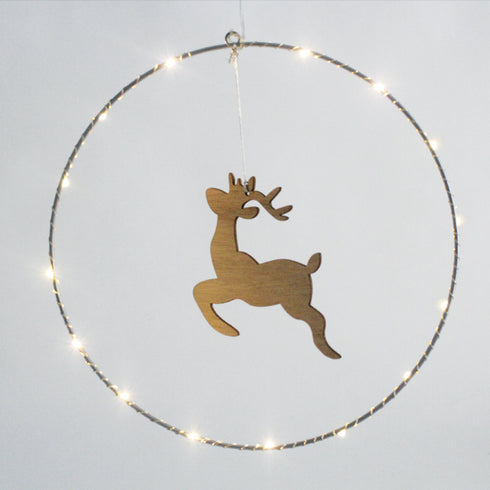 "HANGING CIRCLE REINDEER" 20 MINI LED WW Λ/ΚΙΑ ΜΠ/ΡΙΕΣ (3AA) IP20 Φ30CM (15Χ13CM), 30CM ΔΙΑΦ. ΚΑΛΩ X09201103