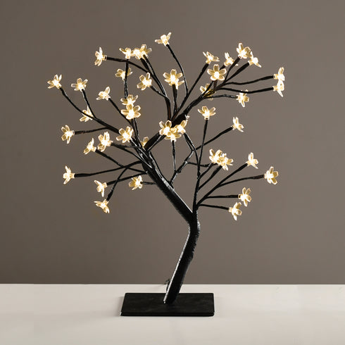 "TREE WITH FLOWERS OF SILICONE" 36LED ΛΑΜΠΑΚ ΜΕ ΑΝΤΑΠΤΟΡΑ(24V DC)ΘΕΡΜΟ ΛΕΥΚΟ IP20 45cm 3m ΜΑΥΡΟ X1036141