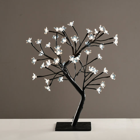 "TREE WITH FLOWERS OF SILICONE" 36LED ΛΑΜΠΑΚ ΜΕ ΑΝΤΑΠΤΟΡΑ(24V DC)ΨΥΧΡΟ ΛΕΥΚΟ IP20 45cm 3m ΜΑΥΡΟ X1036241