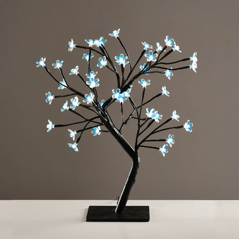 "TREE WITH FLOWERS OF SILICONE" 36LED ΛΑΜΠΑΚ ΜΕ ΑΝΤΑΠΤΟΡΑ(24V DC)ΜΠΛΕ IP20 45cm 3m ΜΑΥΡΟ ΚΑΛΩΔΙΟ X1036641