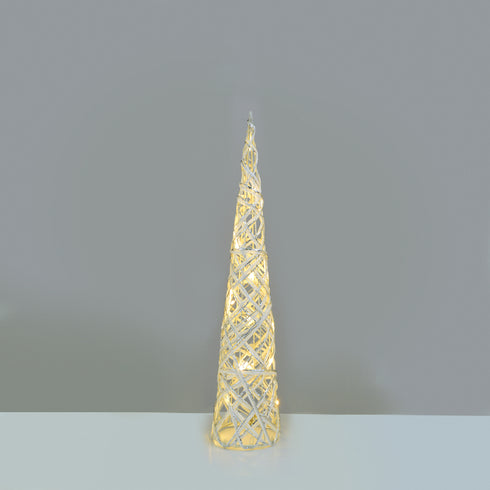 "WHITE & SILVER CONE TREE" 20 MINI WW LED ΛΑΜΠ. ΜΠΑΤ. 3ΧΑΑ,IP20 Φ13X40CM X11201118