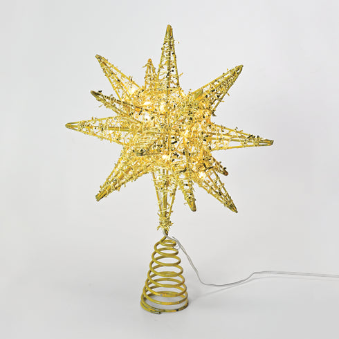"GOLD TINSEL THREAD STAR 2" 20 MINI WW LED ΛΑΜΠ. ΜΠΑΤ. 3ΧΑΑ,IP20 28x5x20cm X112011272