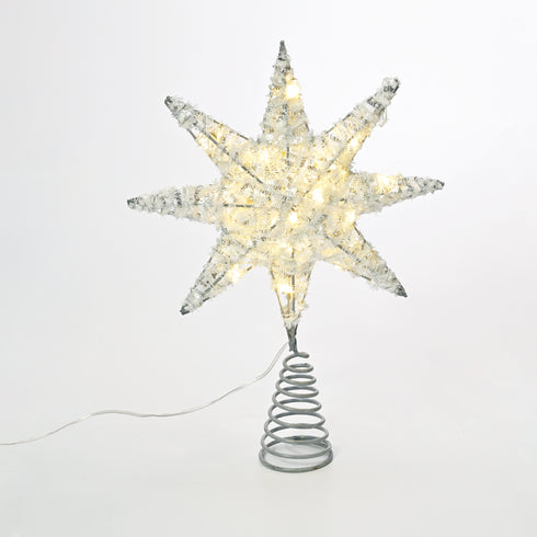 "SILVER TINSEL THREAD STAR 1" 20 MINI WW LED ΛΑΜΠ. ΜΠΑΤ. 3ΧΑΑ,IP20 28x5x20cm X112011281