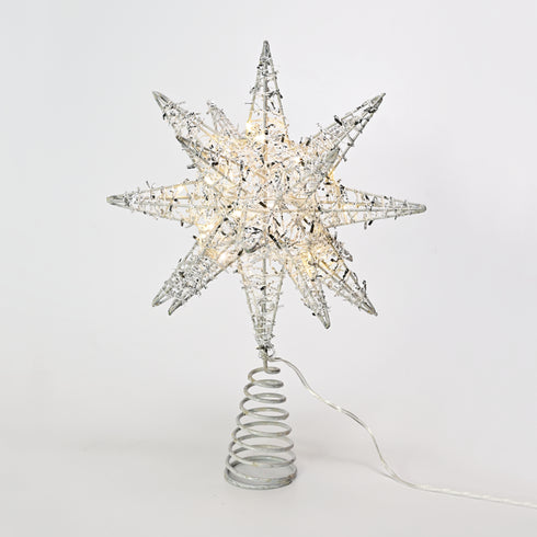 "SILVER TINSEL THREAD STAR 2" 20 MINI WW LED ΛΑΜΠ. ΜΠΑΤ. 3ΧΑΑ,IP20 28x5x20cm X112011282