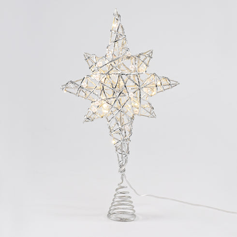 "SILVER & WHITE BEAD STAR " 20 MINI WW LED ΛΑΜΠ. ΜΠΑΤ. 3ΧΑΑ,IP20 37x5x20cm X11201130