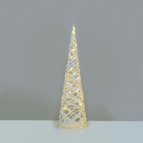 "WHITE & SILVER CONE TREE" 30 MINI WW LED ΛΑΜΠ. ΜΠΑΤ. 3ΧΑΑ,IP20 Φ17X60CM X11301118