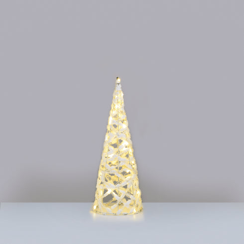 "WHITE COTTON THREAD CONE TREE" 30 MINI WW LED ΛΑΜΠ. ΜΠΑΤ. 3ΧΑΑ,IP20 Φ18.5X50CM X11301119