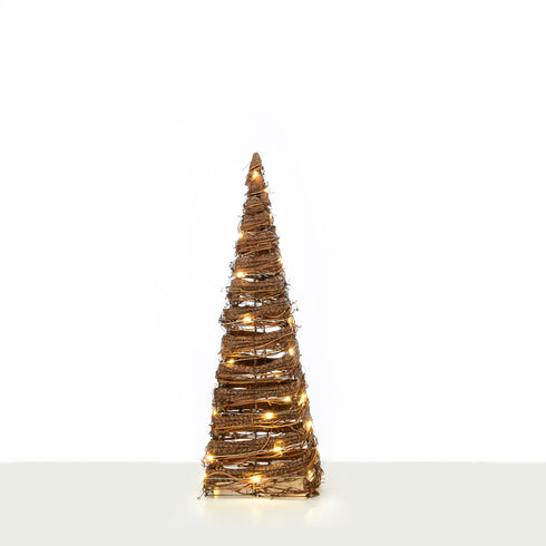"NATURAL RATTAN CONE TREE" 30 MINI WW LED ΛΑΜΠ. ΜΠΑΤ. 3ΧΑΑ,IP20 Φ17X50CM X11301120