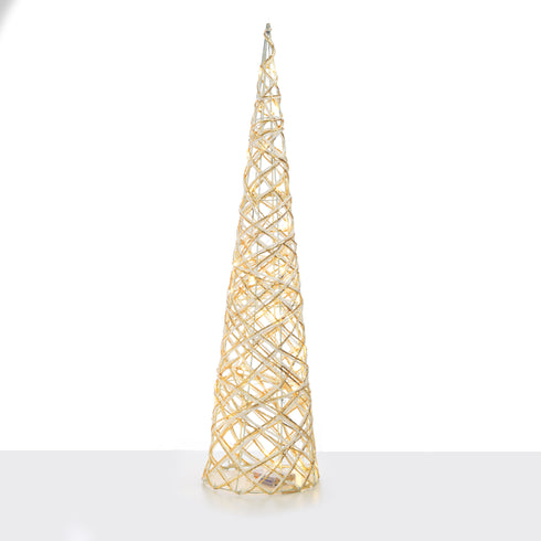 "WHITE & GOLD CONE TREE" 40 MINI WW LED ΛΑΜΠ. ΜΠΑΤ. 3ΧΑΑ,IP20 Φ20.5X80CM X11401117