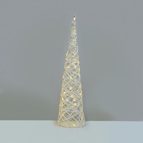 "WHITE & SILVER CONE TREE" 40 MINI WW LED ΛΑΜΠ. ΜΠΑΤ. 3ΧΑΑ,IP20 Φ20.5X80CM X11401118
