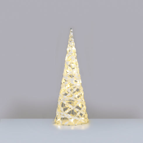"WHITE COTTON THREAD CONE TREE" 40 MINI WW LED ΛΑΜΠ. ΜΠΑΤ. 3ΧΑΑ,IP20 Φ20.5X60CM X11401119