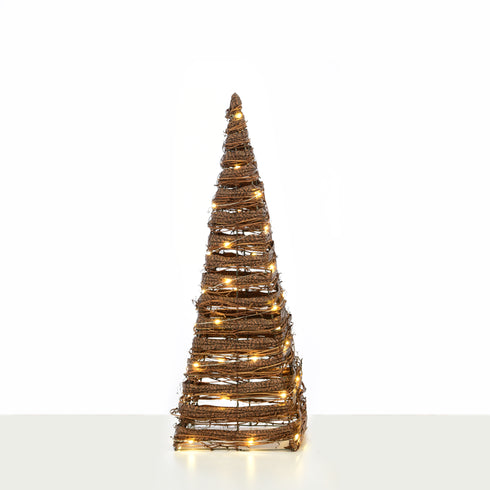 "NATURAL RATTAN CONE TREE" 40 MINI WW LED ΛΑΜΠ. ΜΠΑΤ. 3ΧΑΑ,IP20 Φ22X60CM X11401120