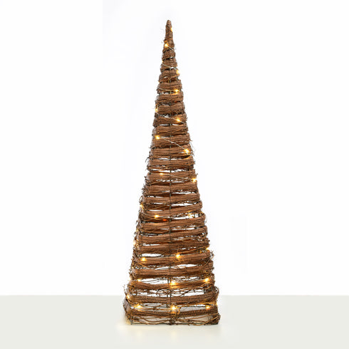 "NATURAL RATTAN CONE TREE" 50 MINI WW LED ΛΑΜΠ. ΜΠΑΤ. 3ΧΑΑ,IP20 Φ27X90CM X11501120