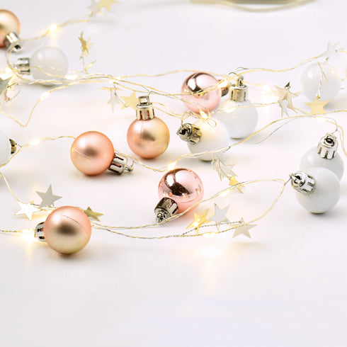 "XMAS ΓΙΡΛΑΝΤΑ ΛΕΥΚΕΣ ΜΠΑΛΕΣ" 20 LED WW ΛΑΜΠΑΚ ΣΕΙΡΑ ΑΣΗΜΙ ΚΑΛ ΧΑΛΚΟΥ, ΜΠΑΤ (2xAA) IP20 190+30cm X13201102