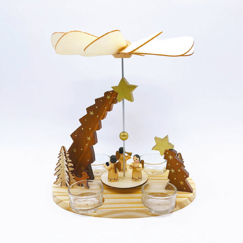 WOODEN TEA LIGHT PYRAMID ANGELS ΔΙΑΚΟΣΜΗΤΙΚΟ (ΧΩΡΙΣ ΚΕΡΑΚΙΑ) 21x13.5x22cm X152203