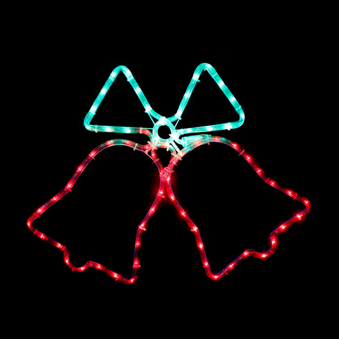 "DOUBLE BELLS" 72LED ΣΧΕΔΙΟ 3m ΜΟΝΟΚΑΝΑΛ ΦΩΤΟΣΩΛ GREEN-RED ΜΗΧΑΝΙΣΜ FLASH IP44 55x55cm 1.5m ΚΑΛΩΔ X2BELLEDMC55