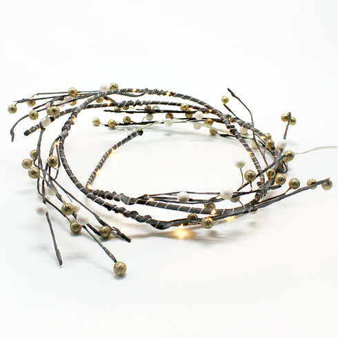 "CHRISTMAS WREATH" ΣΤΕΦΑΝΙ ΠΕΡΛΕΣ 30 MINI LED ΛΑΜΠ ΜΕ ΚΑΛΩΔΧΑΛΚΟΥ&ΜΠΑΤΑΡ.(3xAA) ΘΕΡΜΟ ΛΕΥΚΟ XFPEARL302A