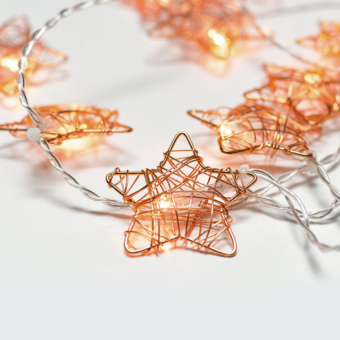 "METAL STARS" 10LED ΛΑΜΠΑΚ ΣΕΙΡΑ ΜΠΑΤΑΡ.(3xAA)ΘΕΡΜΟ ΛΕΥΚΟ ΧΑΛΚΙΝΟ ΜΕΤΑΛΛΟ IP20 135+30cm ΔΙΑΦΑΝ ΚΑ X061011231