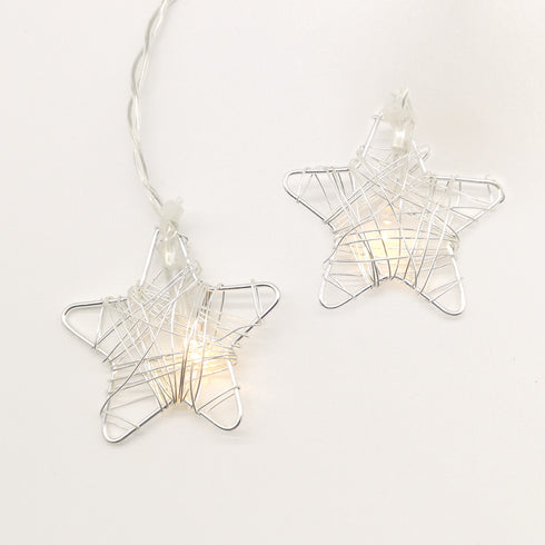 "METAL STARS" 10 LED ΛΑΜΠΑΚ ΣΕΙΡΑ ΜΠΑΤΑΡ.(3xAA) & ΧΡΟΝΟΔΙΑΚ (6ΟΝ/18OFF) ΘΕΡΜΟ ΛΕΥΚΟ ΑΣΗΜΙ ΜΕΤΑΛ XMSSTAR10WW2AT