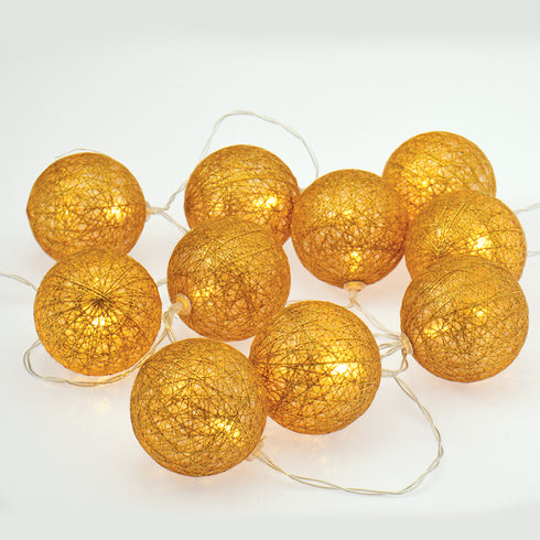 “WOVEN BALL DECORATIVE STRING LIGHTS” ΧΡΥΣΗ ΜΠΑΛΑ 10 LED ΛΑΜΠΑΚ ΣΕΙΡΑ ΜΠΑΤΑΡ(2xΑΑ) ΘΕΡΜΟ ΛΕΥΚΟ IP20 XP10WW2A
