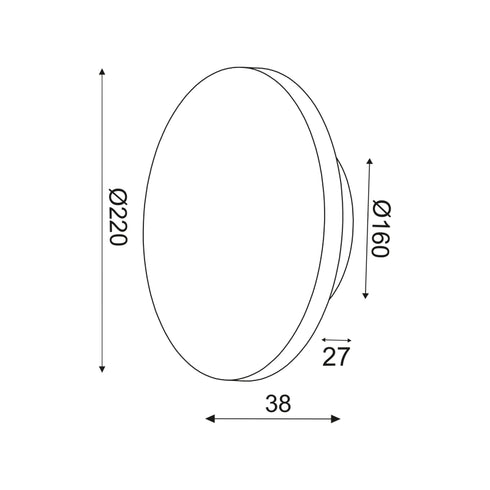 WALL LIGHT LED 10W 3000K BLACK MDF CIRCLE Φ22X3.6CM ECLIPSE