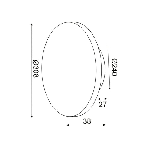 EPITOIXO F/S LED 15W 3000K 1200LM AN. BROWN LEATHER MDF CIRCLE Φ30X3.6CM ECLIPSE