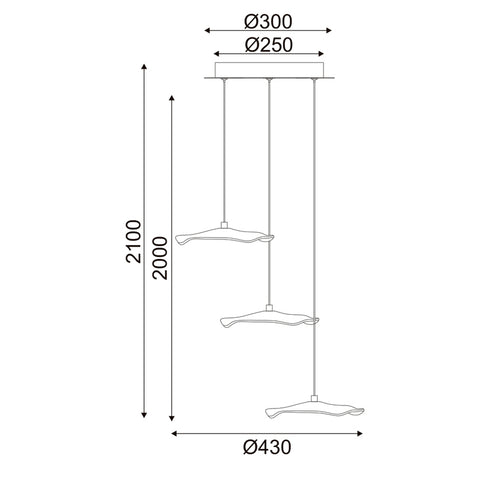 ΚΡΕΜΑΣΤΟ Φ/Σ LED 15W 3000K 1050LM NINFEA ΟΡΕΙΧΑΛΚΟ ΜΕΤ/ΚΟ IP20 D43XH210CM ZM34LEDP45BR