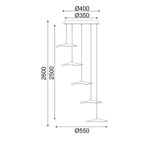 ΚΡΕΜΑΣΤΟ Φ/Σ LED 25W 3000K 1750LM NINFEA ΟΡΕΙΧΑΛΚΟ ΜΕΤ/ΚΟ IP20 D55XH260CM ZM34LEDP55BR