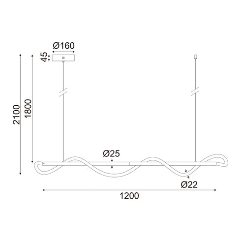 ΚΡΕΜΑΣΤΟ Φ/Σ LED 36W 3000K 2000LM KYMA ΜΑΥΡΟ ΜΕΤ/ΚΟ IP20 120Χ6XΗ215CM ZM36LEDP120BK