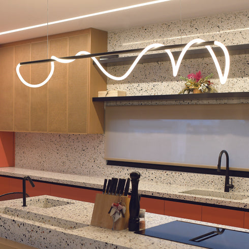 ^PENDANT F/S LED 60W 3000K 3300LM KYMA BLACK MET/KO IP20 190X6XH215CM