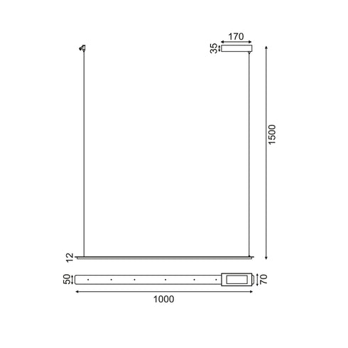 ΚΡΕΜΑΣΤΟ Φ/Σ LED 20W 3000K 1600LM ΜΑΥΡΟ ΑΛΟΥΜΙΝΙΟ 100Χ5ΧH150CM ATLANTIS ZM58LEDP100BK