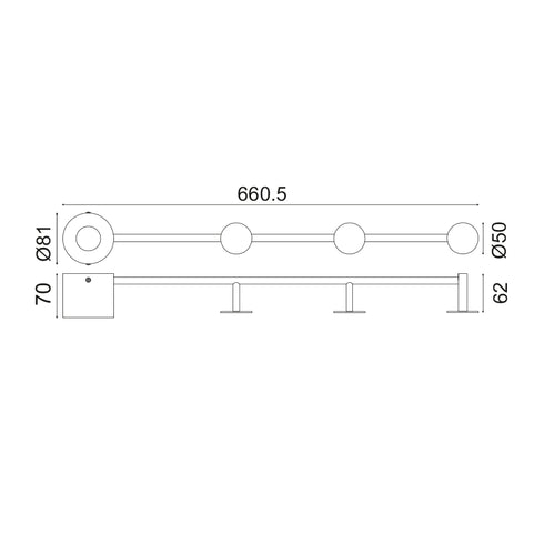 ^WALL F/S 1XE27 BLACK METALLIC 66X7X8CM VALENTINO