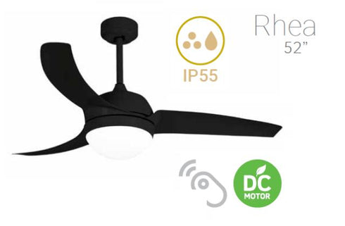 Lineme ΑΝΕΜ/ΡΑΣ ΟΡΟΦΗς IP55 +ΦΩΣ ΤΗΛ .52" ΜΑΥΡΟ RHEA 02-00325