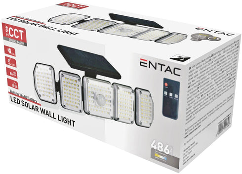Entac Solar Plastic Wall Lamp 2.5W SMD CCT 5 head with PIR + IR